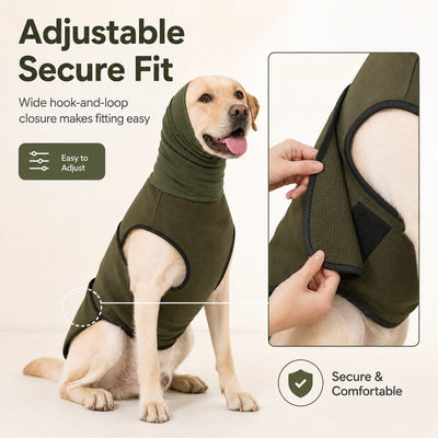 Malloren Dog Calming Shirt for Fireworks & Thunderstorms - Anxiety Relief Wrap with Ear-Covering Hood for Vet Visits, Travel & Night Walks
