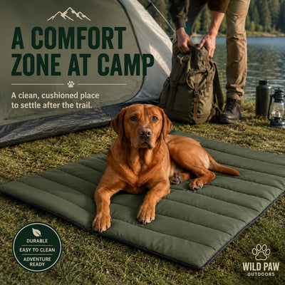 Malloren Portable Roll-Up Dog Travel Mat for Camping & Car Trips - Keeps Pets Off Damp, Dirty Ground