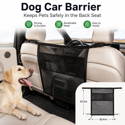 Malloren Dog Car Barrier Mesh for Road Trips - Keep Pets in the Back Seat & Help Reduce Driver Distractions