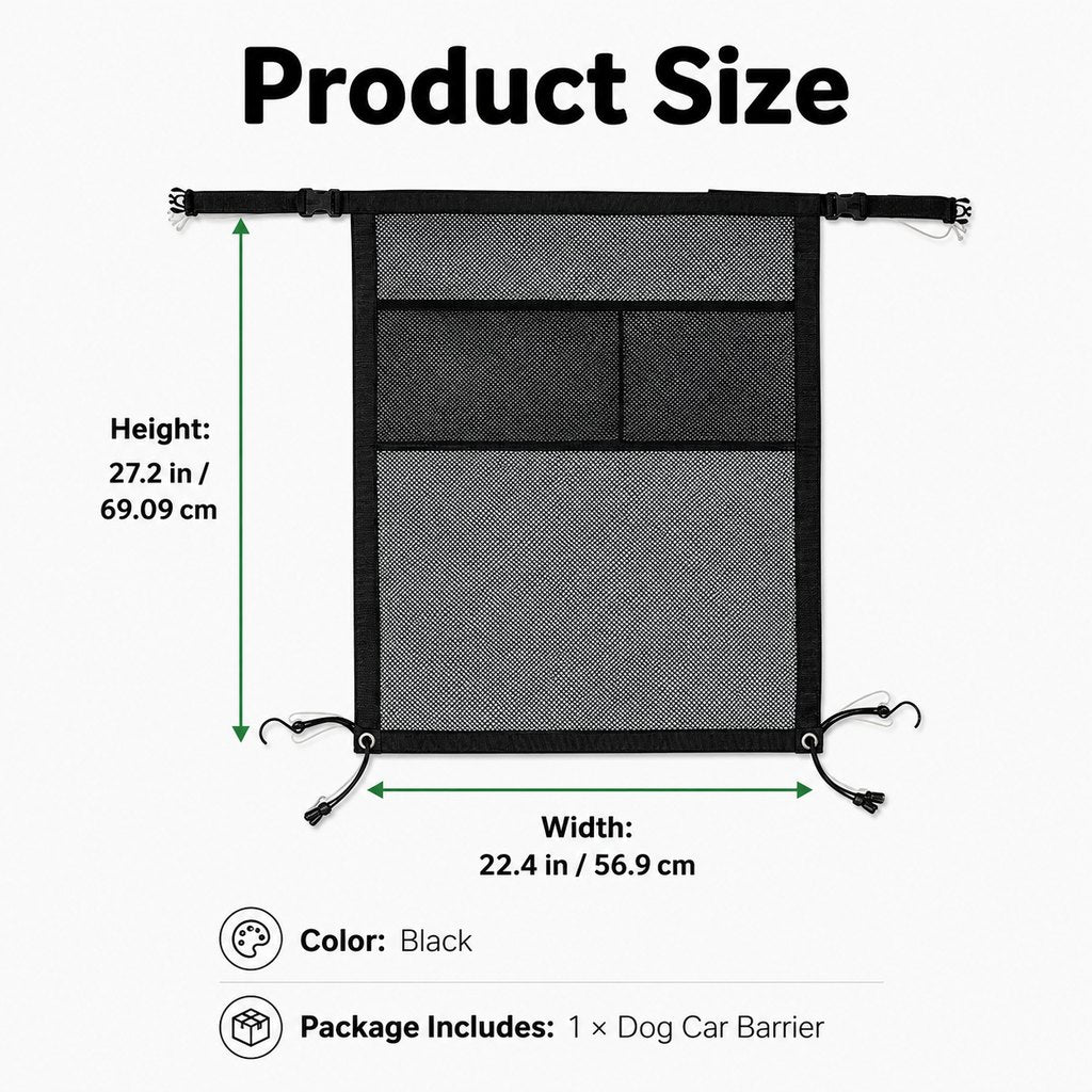 Malloren Dog Car Barrier Mesh for Road Trips - Keep Pets in the Back Seat & Help Reduce Driver Distractions