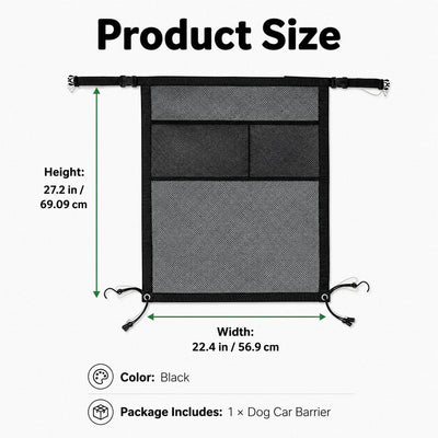 Malloren Dog Car Barrier Mesh for Road Trips - Keep Pets in the Back Seat & Help Reduce Driver Distractions