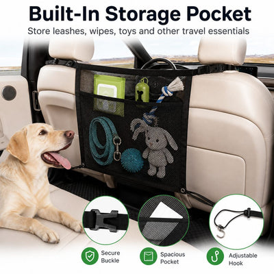 Malloren Dog Car Barrier Mesh for Road Trips - Keep Pets in the Back Seat & Help Reduce Driver Distractions