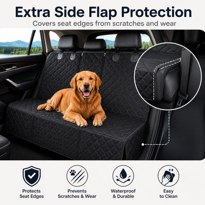 Malloren Waterproof Dog Car Back Seat Cover for Road Trips - Protects from Mud, Fur & Scratches