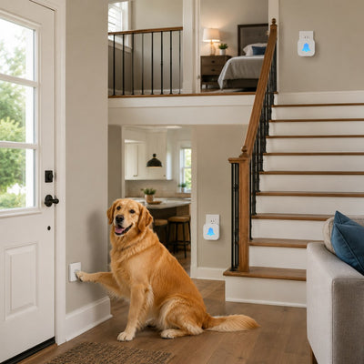 Malloren Wireless Dog Doorbell for Potty Training - Self-Powered Paw Button & Plug-In Chime to Help Dogs Ask to Go Outside