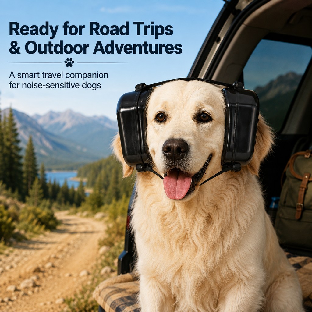 Malloren Dog Noise Reduction Ear Muffs for Fireworks, Thunderstorms & Travel - Adjustable Hearing Protection for Noise-Sensitive Dogs