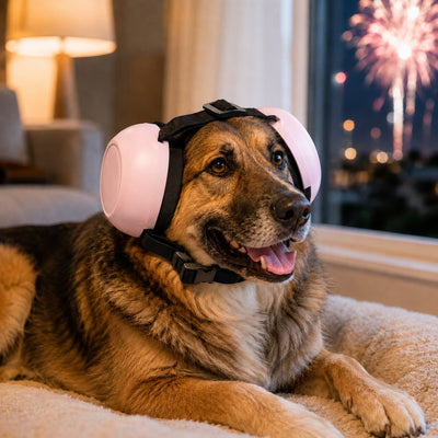 Malloren Dog Noise-Reducing Ear Muffs for Fireworks, Thunderstorms & Grooming - Adjustable Anxiety Comfort Ear Protection for Medium & Large Dogs