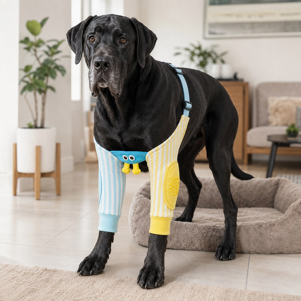 Malloren Padded Dog Elbow Protector Sleeves for Hard Floors - Dual Front-Leg Coverage for Pressure & Rubbing