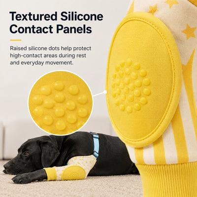 Malloren Padded Dog Elbow Protector Sleeves for Hard Floors - Dual Front-Leg Coverage for Pressure & Rubbing
