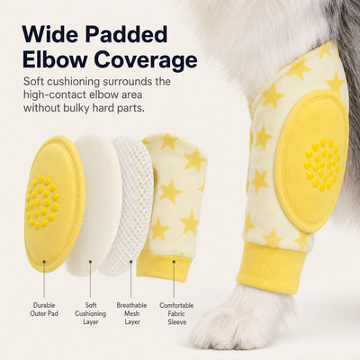 Malloren Padded Dog Elbow Protector Sleeves for Hard Floors - Dual Front-Leg Coverage for Pressure & Rubbing