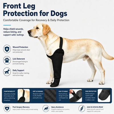 Malloren Dog Front Leg Protective Sleeve for Recovery & Walks - Helps Reduce Licking