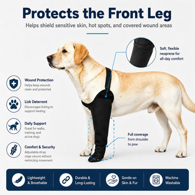 Malloren Dog Front Leg Protective Sleeve for Recovery & Walks - Helps Reduce Licking