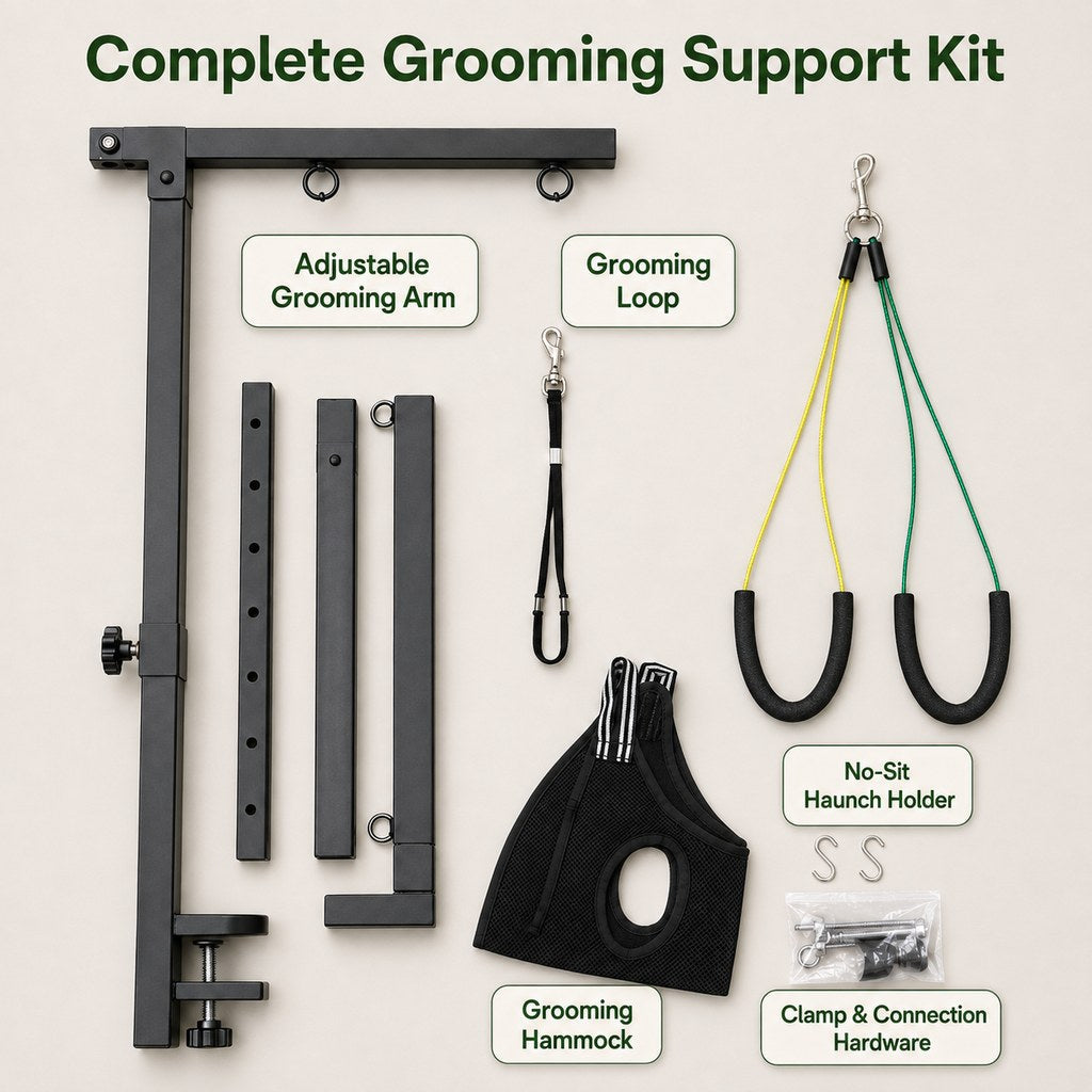 Malloren Adjustable Dog Grooming Arm Kit for At-Home Grooming - Steadier Brushing, Trimming & Nail Care