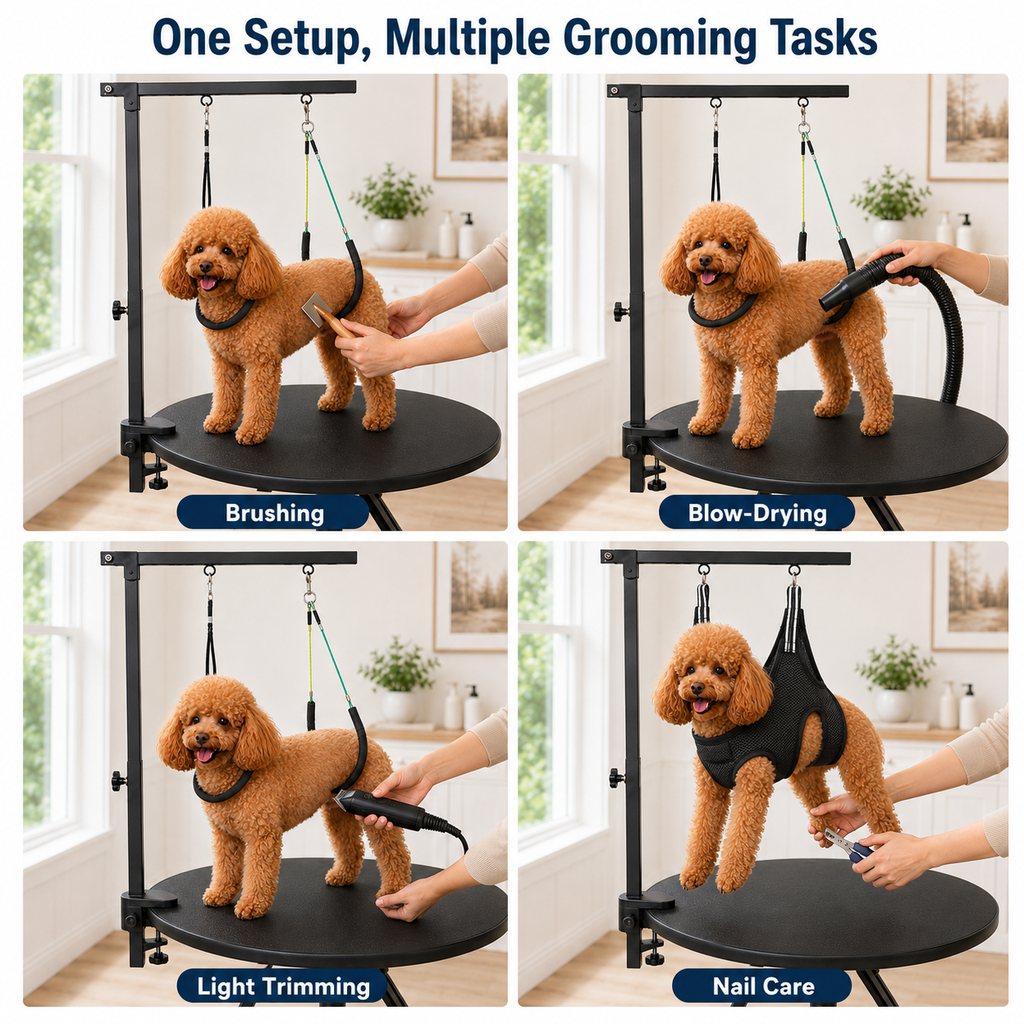 Malloren Adjustable Dog Grooming Arm Kit for At-Home Grooming - Steadier Brushing, Trimming & Nail Care