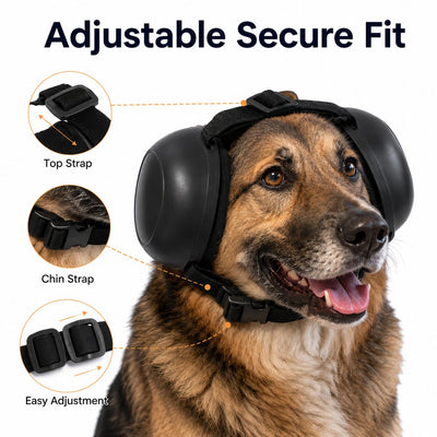 Malloren Dog Noise-Reducing Ear Muffs for Fireworks, Thunderstorms & Grooming - Adjustable Anxiety Comfort Ear Protection for Medium & Large Dogs
