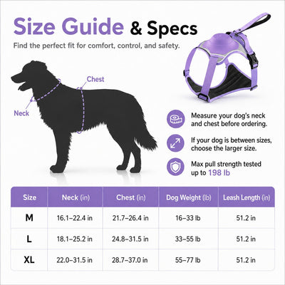Malloren No-Pull Reflective Dog Harness with Built-In Retractable Leash for Safer Daily Walks
