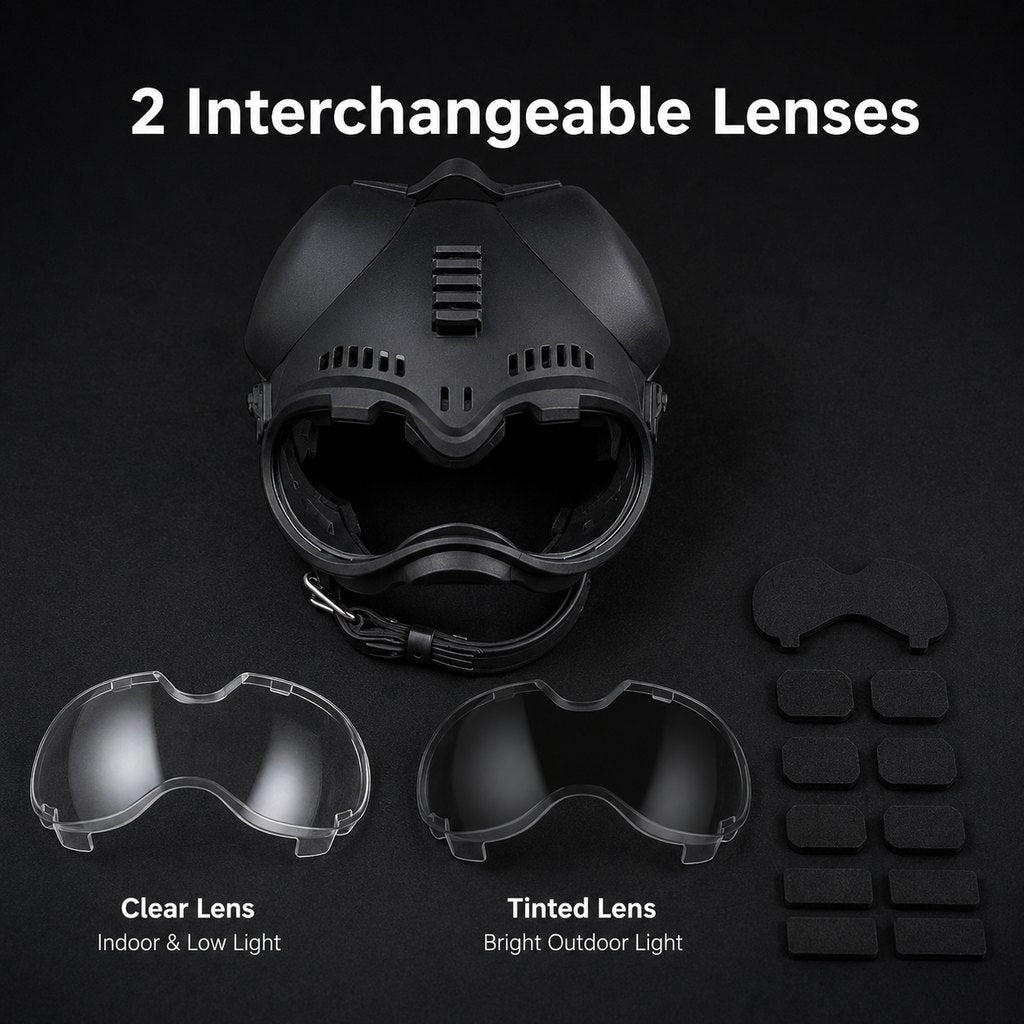Malloren K9 Tactical-Style Dog Helmet with Goggles for Hiking & Outdoor Training - Helps Shield Eyes from Wind, Dust & Trail Debris