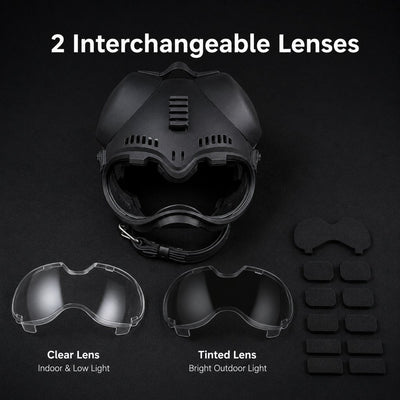 Malloren K9 Tactical-Style Dog Helmet with Goggles for Hiking & Outdoor Training - Helps Shield Eyes from Wind, Dust & Trail Debris