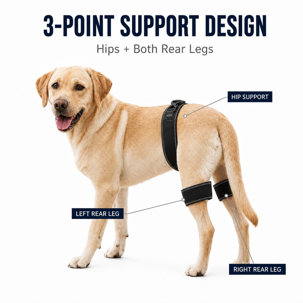Malloren Dog Hip & Rear Leg Support Brace – Adjustable Dual Hind-Leg Stability Wrap for Senior Dogs, Hardwood Floors & Daily Walks