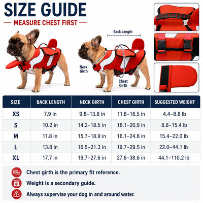 Malloren French Bulldog Life Jacket for Pool, Beach & Boating - Adjustable Flotation Vest with Chin Support & Grab Handle