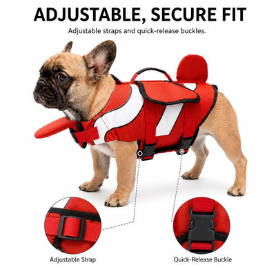 Malloren French Bulldog Life Jacket for Pool, Beach & Boating - Adjustable Flotation Vest with Chin Support & Grab Handle