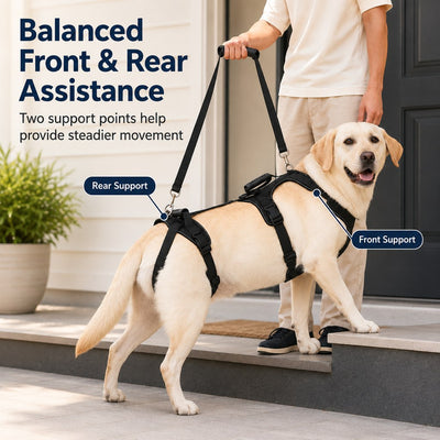 Malloren Full-Body Dog Lift Harness for Large Dogs - Front & Rear Mobility Support for Stairs, Car Ramps and Weak Hind Legs
