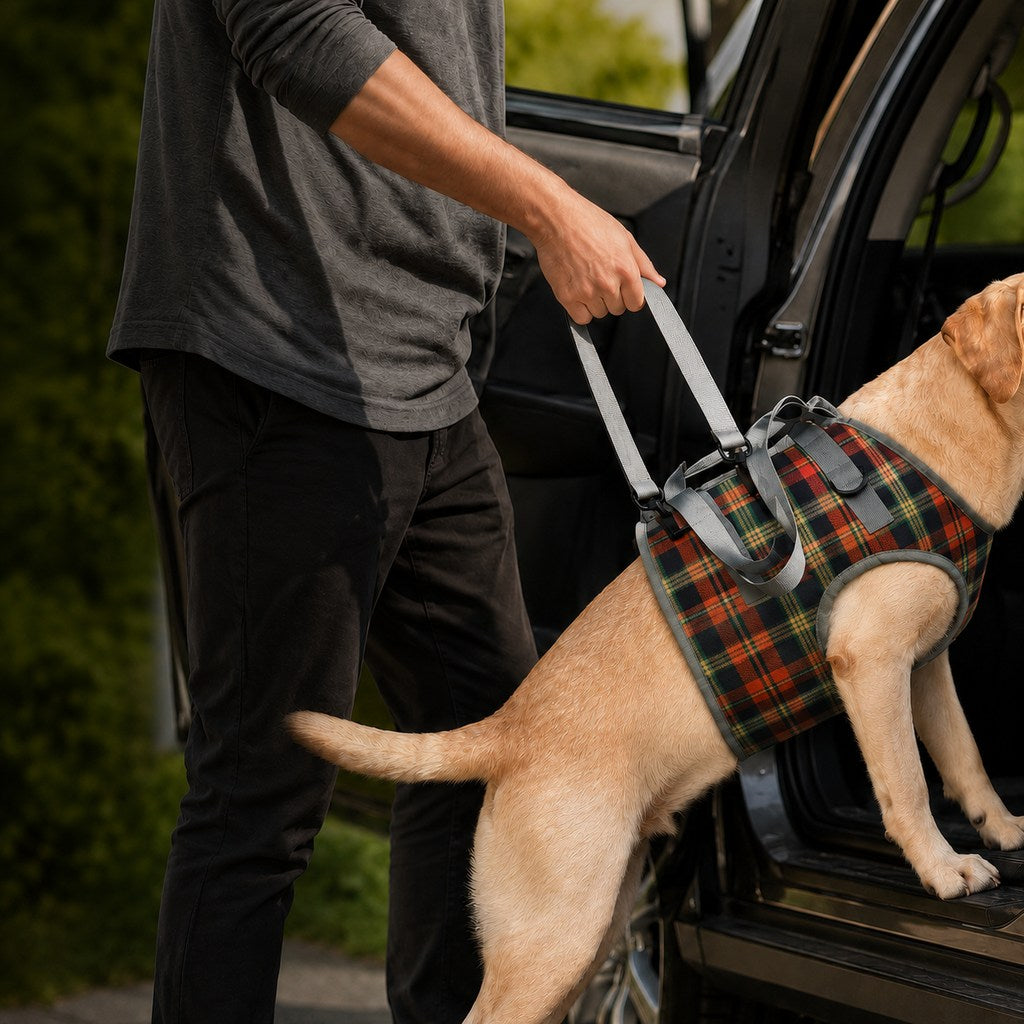 Malloren Dog Mobility Support Harness for Stairs & Cars - Front or Rear Lift Assist for Weak Legs
