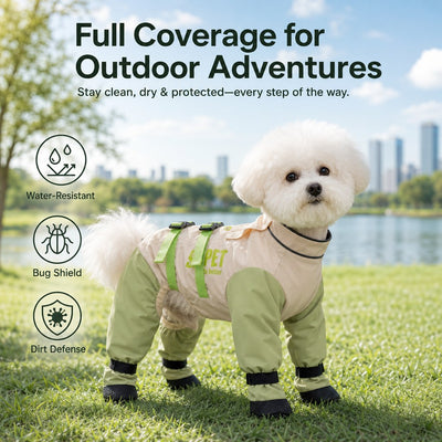 Malloren Dog Outdoor Protection Suit – Keep Fur Cleaner from Grass, Dirt, Bugs & Wet Ground During Walks