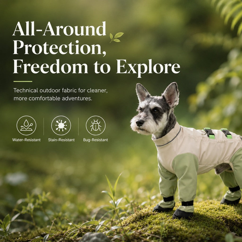 Malloren Dog Outdoor Protection Suit – Keep Fur Cleaner from Grass, Dirt, Bugs & Wet Ground During Walks