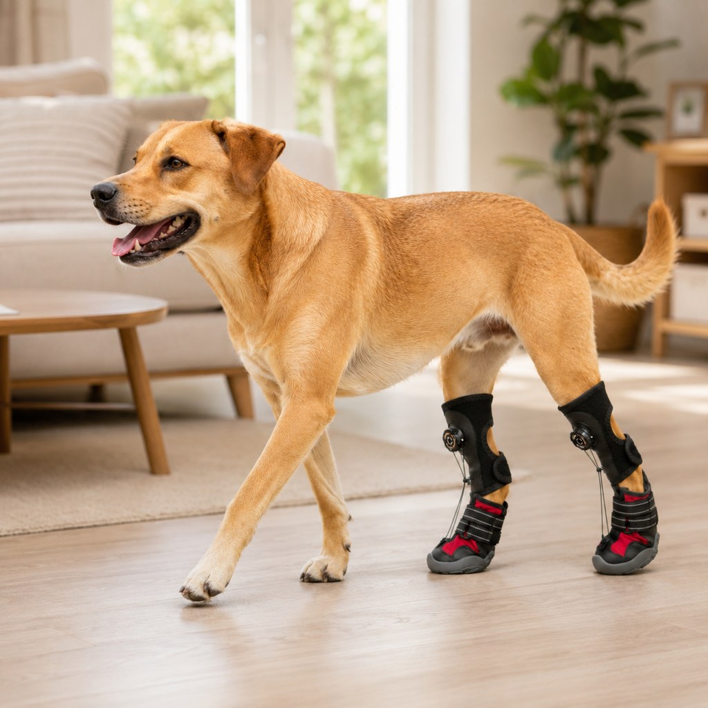 Malloren Adjustable Tension-Dial Dog Paw-Lift Support Boots – For Indoor Floors & Outdoor Walks, Paw Dragging & Scuffing Support