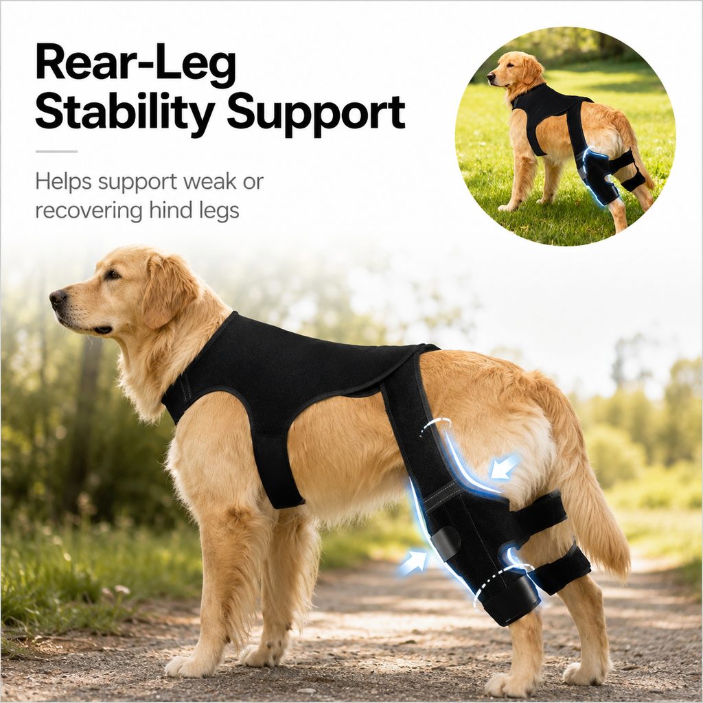 Malloren RearGuard Dog Rear Leg Support Brace - Anti-Slip Hind Leg Stability Wrap for Senior Dogs, Hardwood Floors & Recovery Walks