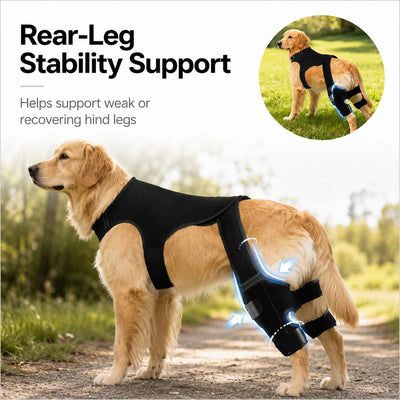 Malloren RearGuard Dog Rear Leg Support Brace - Anti-Slip Hind Leg Stability Wrap for Senior Dogs, Hardwood Floors & Recovery Walks
