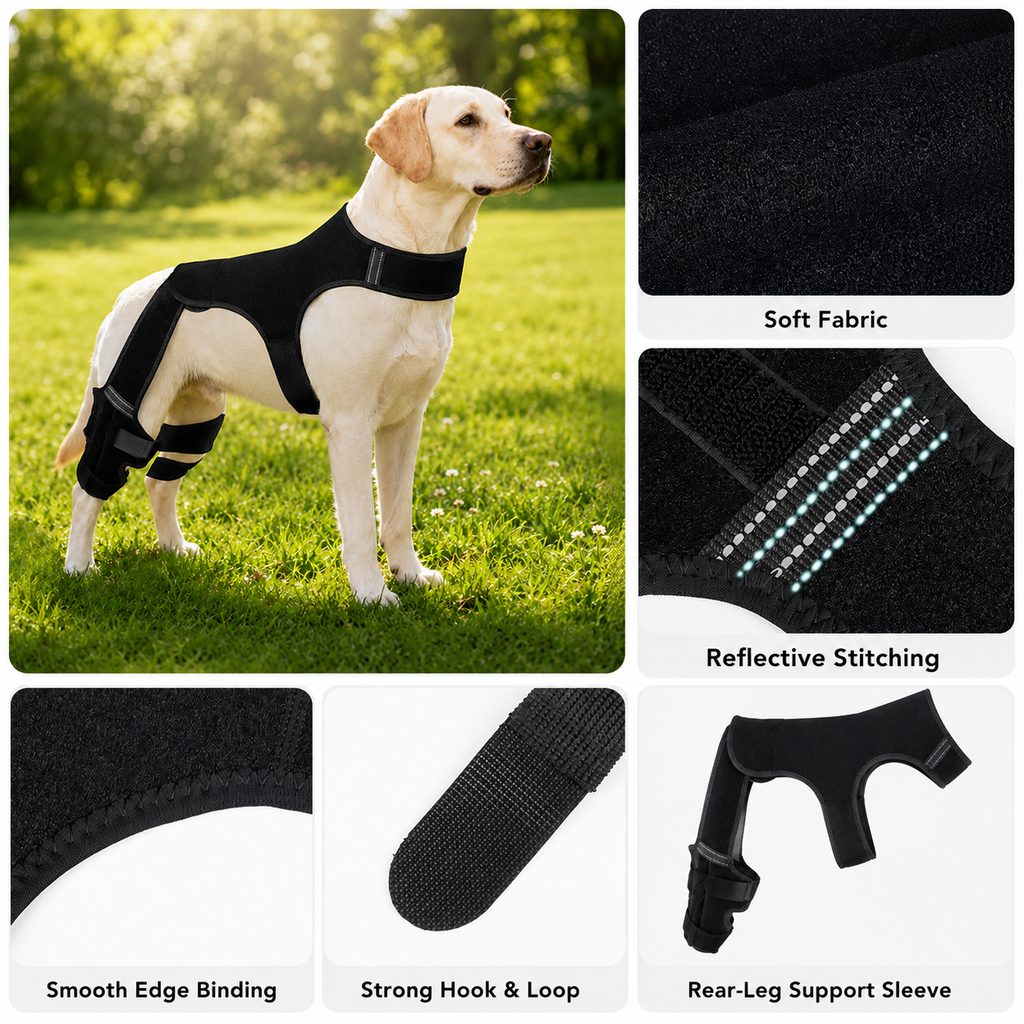 Malloren RearGuard Dog Rear Leg Support Brace - Anti-Slip Hind Leg Stability Wrap for Senior Dogs, Hardwood Floors & Recovery Walks