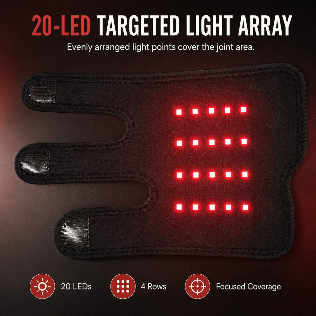 Malloren Dog Red Light Joint Wrap for Senior Dogs & Post-Walk Comfort - 20-LED Adjustable Mobility Support