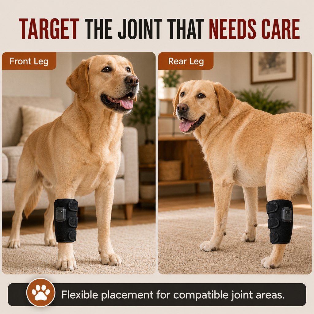 Malloren Dog Red Light Joint Wrap for Senior Dogs & Post-Walk Comfort - 20-LED Adjustable Mobility Support
