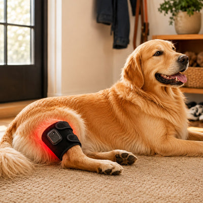 Malloren Dog Red Light Joint Wrap for Senior Dogs & Post-Walk Comfort - 20-LED Adjustable Mobility Support