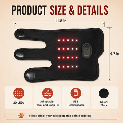 Malloren Dog Red Light Joint Wrap for Senior Dogs & Post-Walk Comfort - 20-LED Adjustable Mobility Support