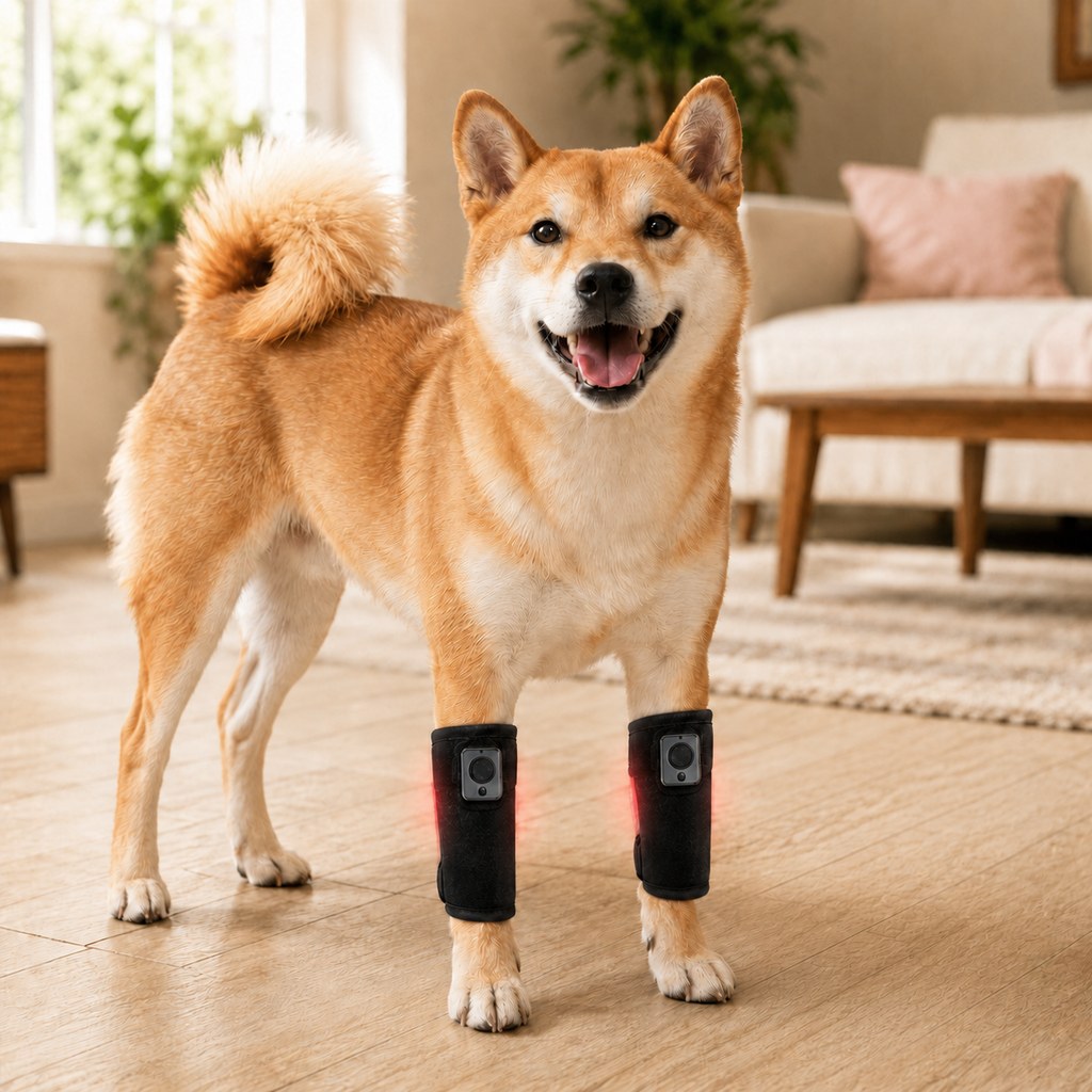 Malloren Rechargeable Red Light Therapy Dog Knee Wrap for Senior Dogs - At-Home Leg Comfort Support for Post-Walk Stiffness & Mobility Care