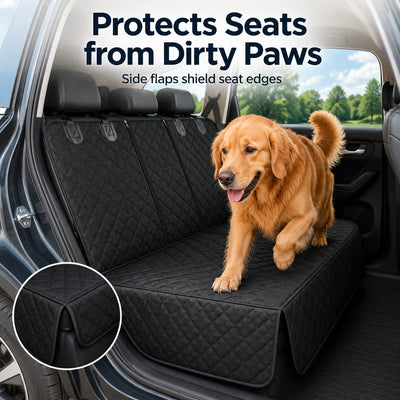 Malloren Waterproof Dog Car Back Seat Cover for Road Trips - Protects from Mud, Fur & Scratches