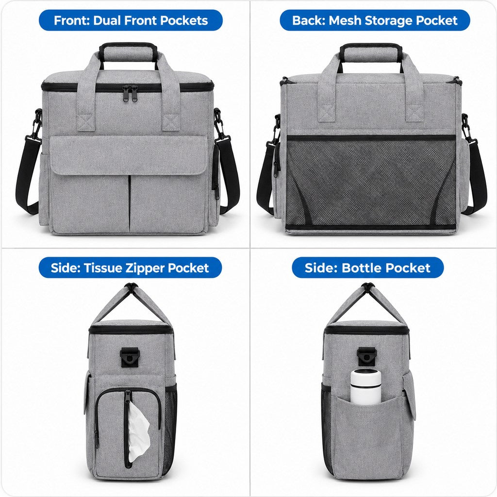 Malloren Pet Travel Bag for Dogs & Cats – Weekend Road Trip Organizer with Collapsible Bowls, Food Storage, Pockets & Luggage Sleeve