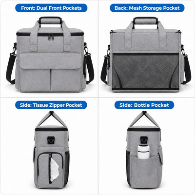 Malloren Pet Travel Bag for Dogs & Cats – Weekend Road Trip Organizer with Collapsible Bowls, Food Storage, Pockets & Luggage Sleeve