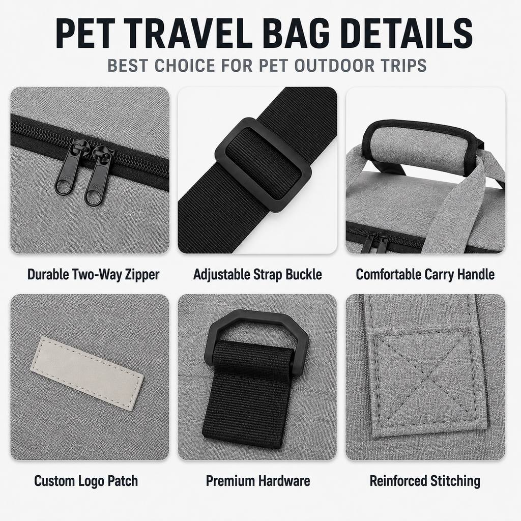 Malloren Pet Travel Bag for Dogs & Cats – Weekend Road Trip Organizer with Collapsible Bowls, Food Storage, Pockets & Luggage Sleeve
