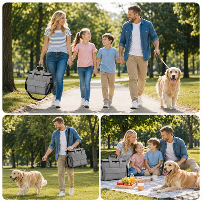 Malloren Pet Travel Bag for Dogs & Cats – Weekend Road Trip Organizer with Collapsible Bowls, Food Storage, Pockets & Luggage Sleeve