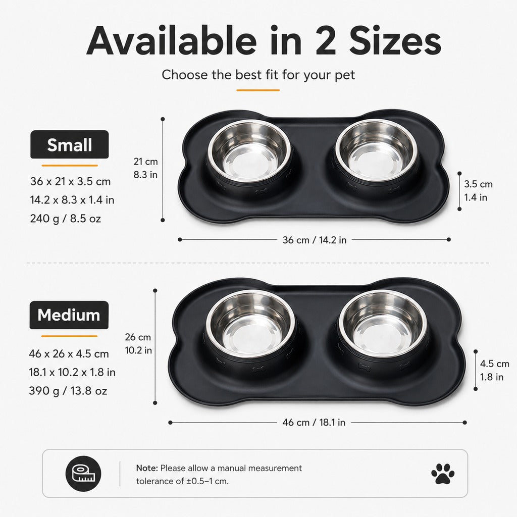 Malloren Spill-Proof Dual Pet Bowl for Cats & Dogs - Mess-Free Food & Water Station for Cleaner Floors