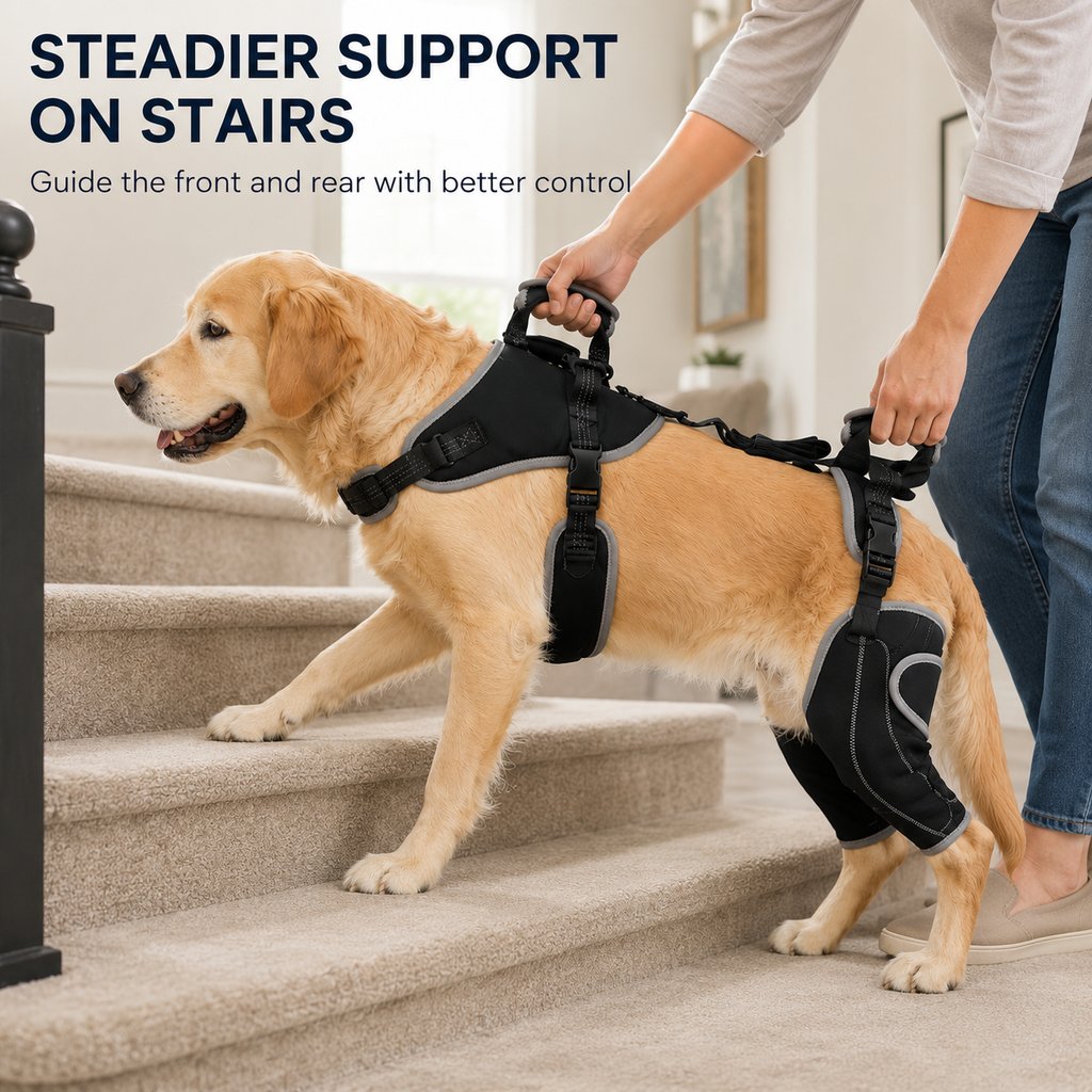 Malloren Full-Body Dog Lift Harness with Dual Rear-Leg Support - Easier Standing, Stairs & Car Entry