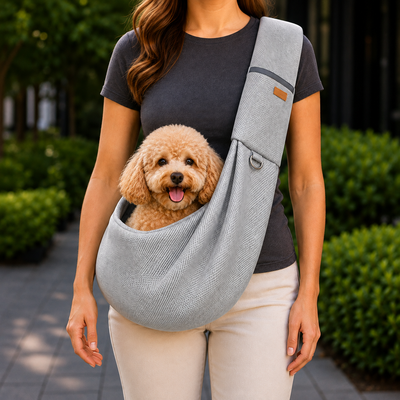 Malloren Crossbody Pet Sling Carrier for Small Dogs & Cats - Breathable Hands-Free Travel Bag for Walks, Errands & Vet Visits