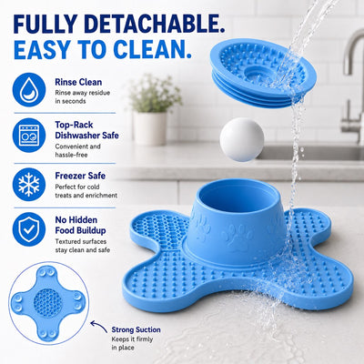 Malloren 3-in-1 Dog Lick Mat & Slow Feeder Bowl for Bath Time, Grooming & Home Alone - Helps Slow Fast Eating and Keep Pets Busy