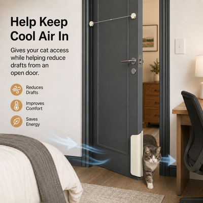 Malloren No-Drill Cat Door Alternative for Litter Rooms & Bedrooms – Helps Cats Pass Through Without Leaving Doors Wide Open