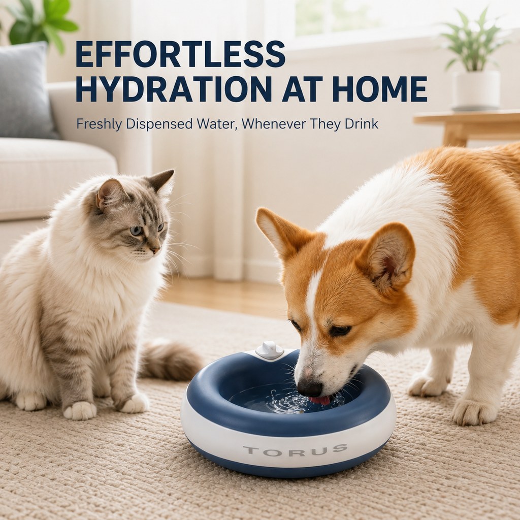 Malloren Cordless Self-Filling Filtered Pet Water Bowl 2L / 68oz - Gravity-Fed Dog & Cat Water Dispenser for Home, Travel & Outdoor Adventures
