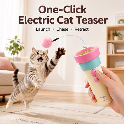 Malloren One-Click Electric Cat Teaser Launcher for Indoor Cats - Chase & Pounce Play Without Constant Wand Waving