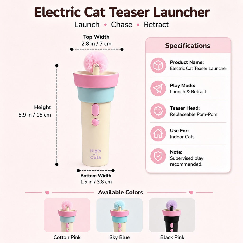 Malloren One-Click Electric Cat Teaser Launcher for Indoor Cats - Chase & Pounce Play Without Constant Wand Waving